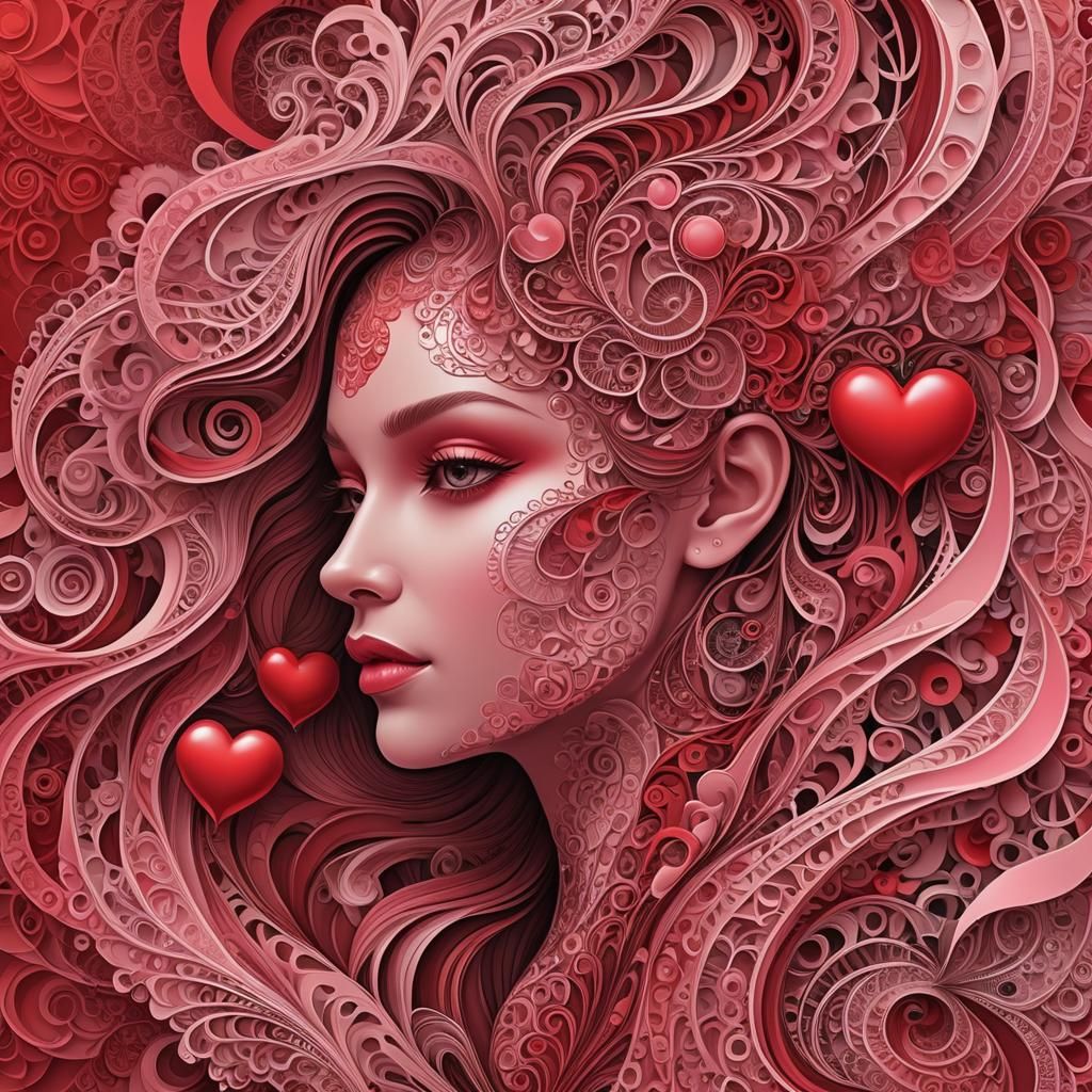 Abstract Woman's Heart with Musical Vibrations