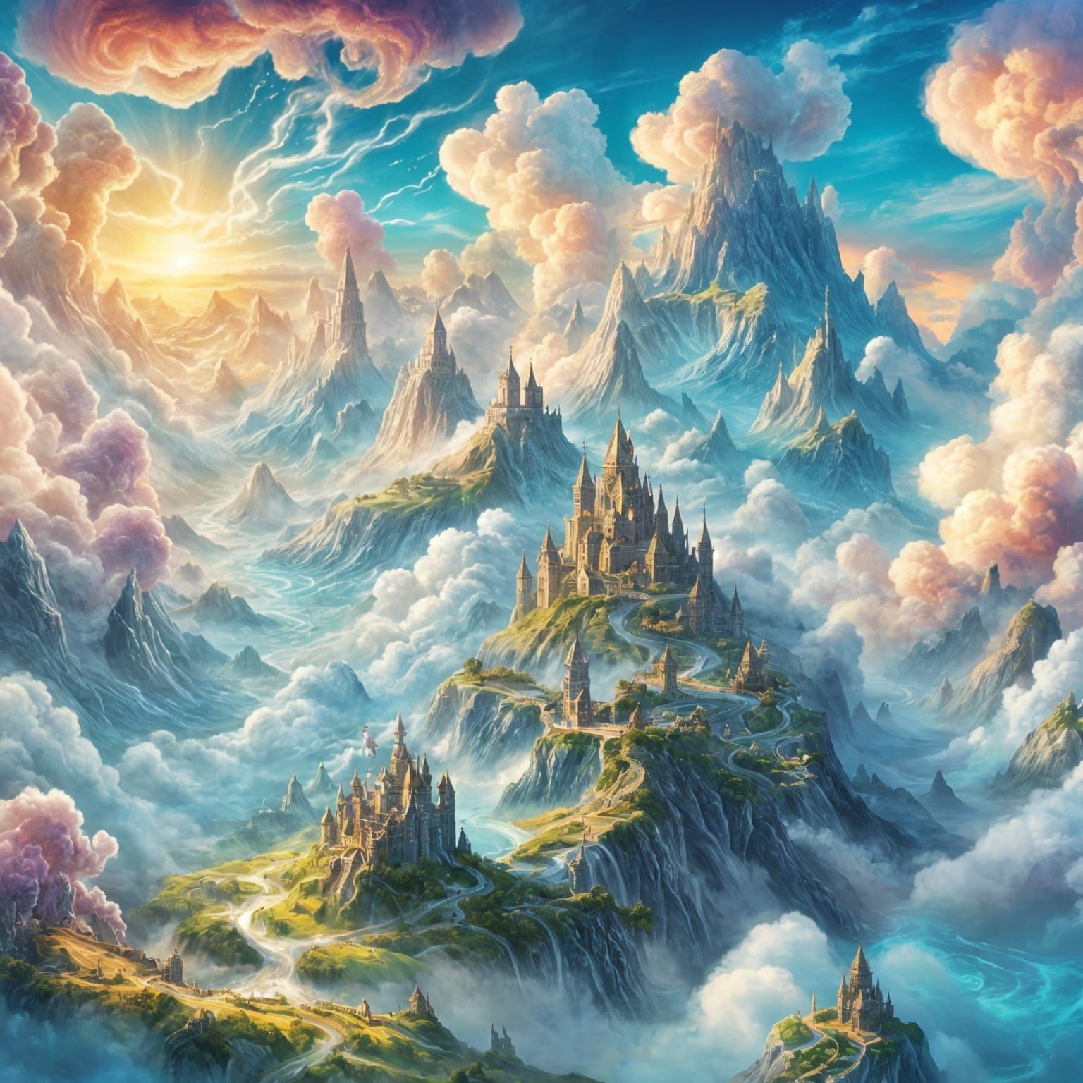 Whimsical Blue Fantasy Map: An Epic Journey