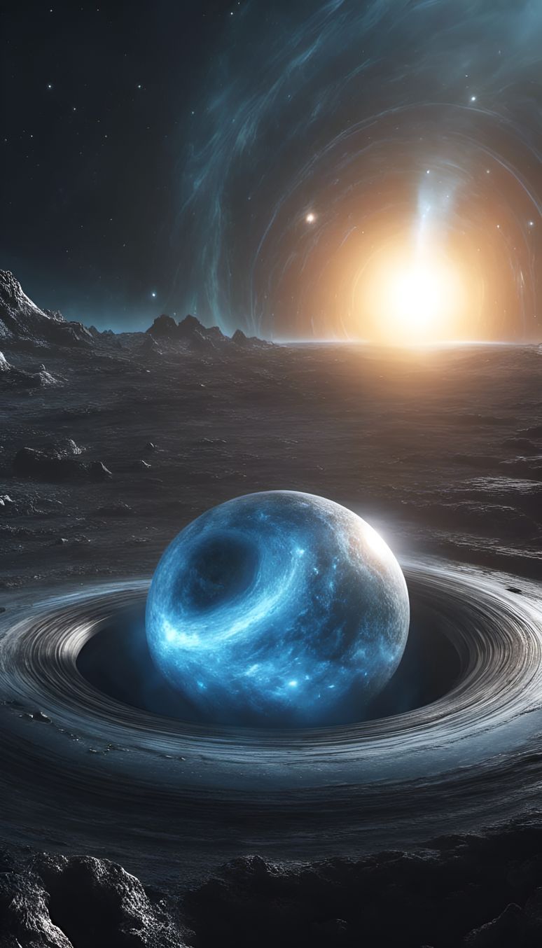 Silver and Blue Sun Collapses into Black Hole