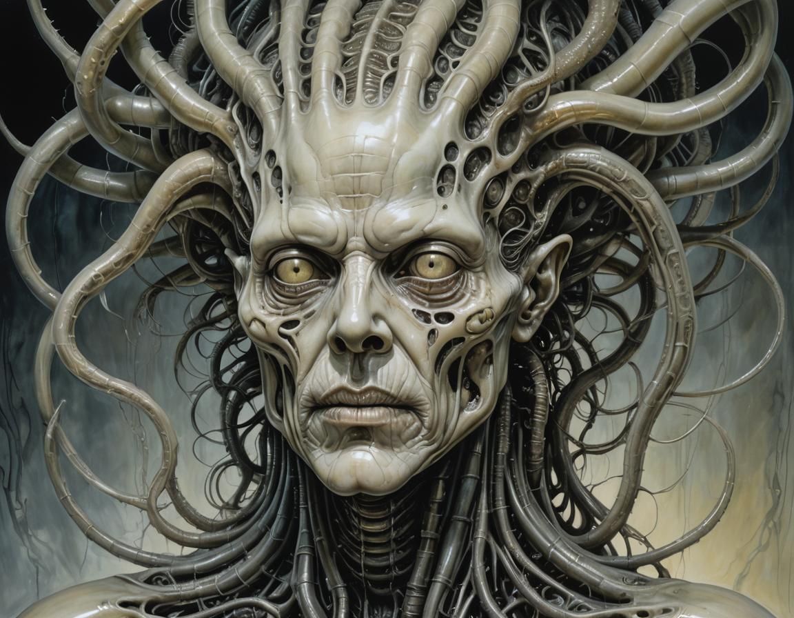 Surreal Alien Head with Biomechanical Details