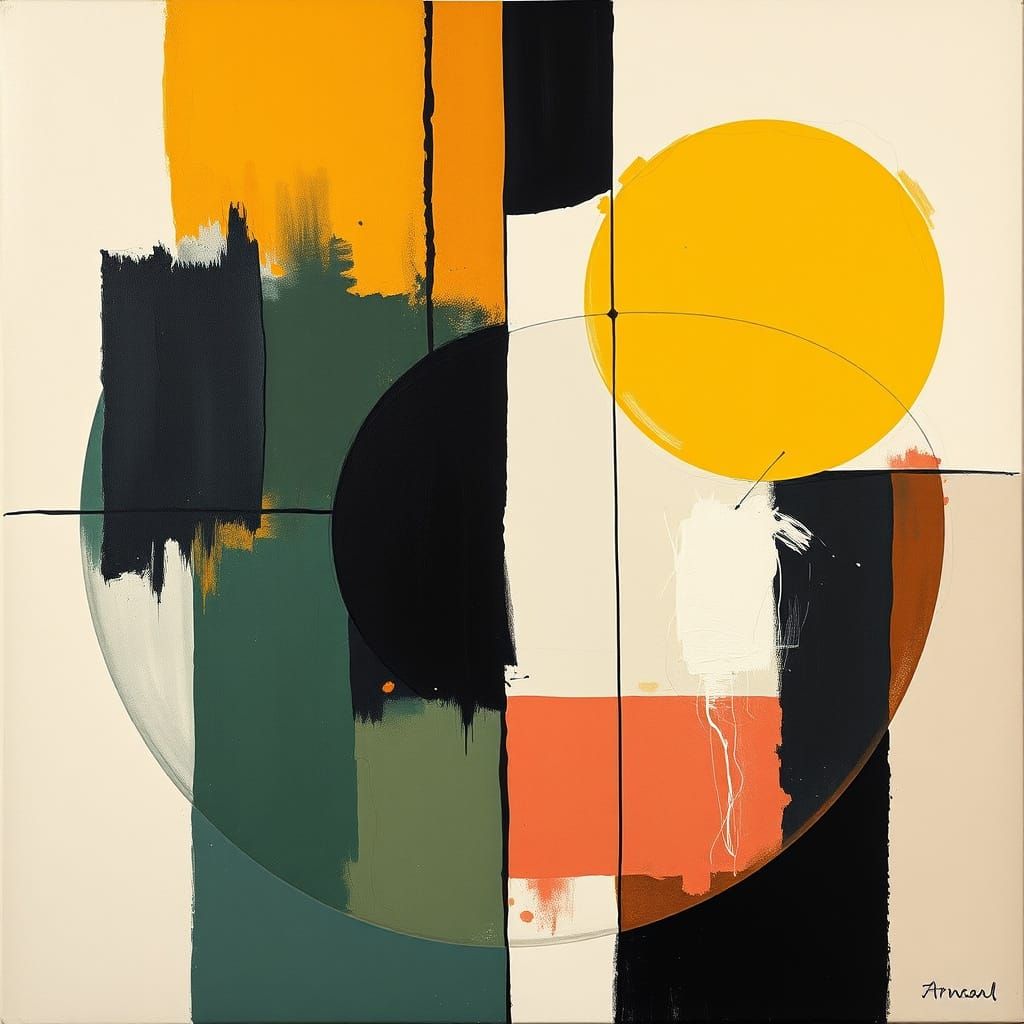 Minimalist Bauhaus Painting: Abstract Art in Complementary C...