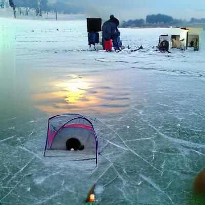 Winter Ice Fishing Scene