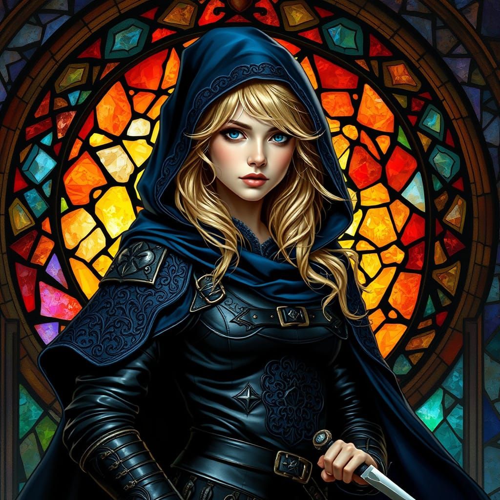 Majestic Thief in Stained Glass Elegance
