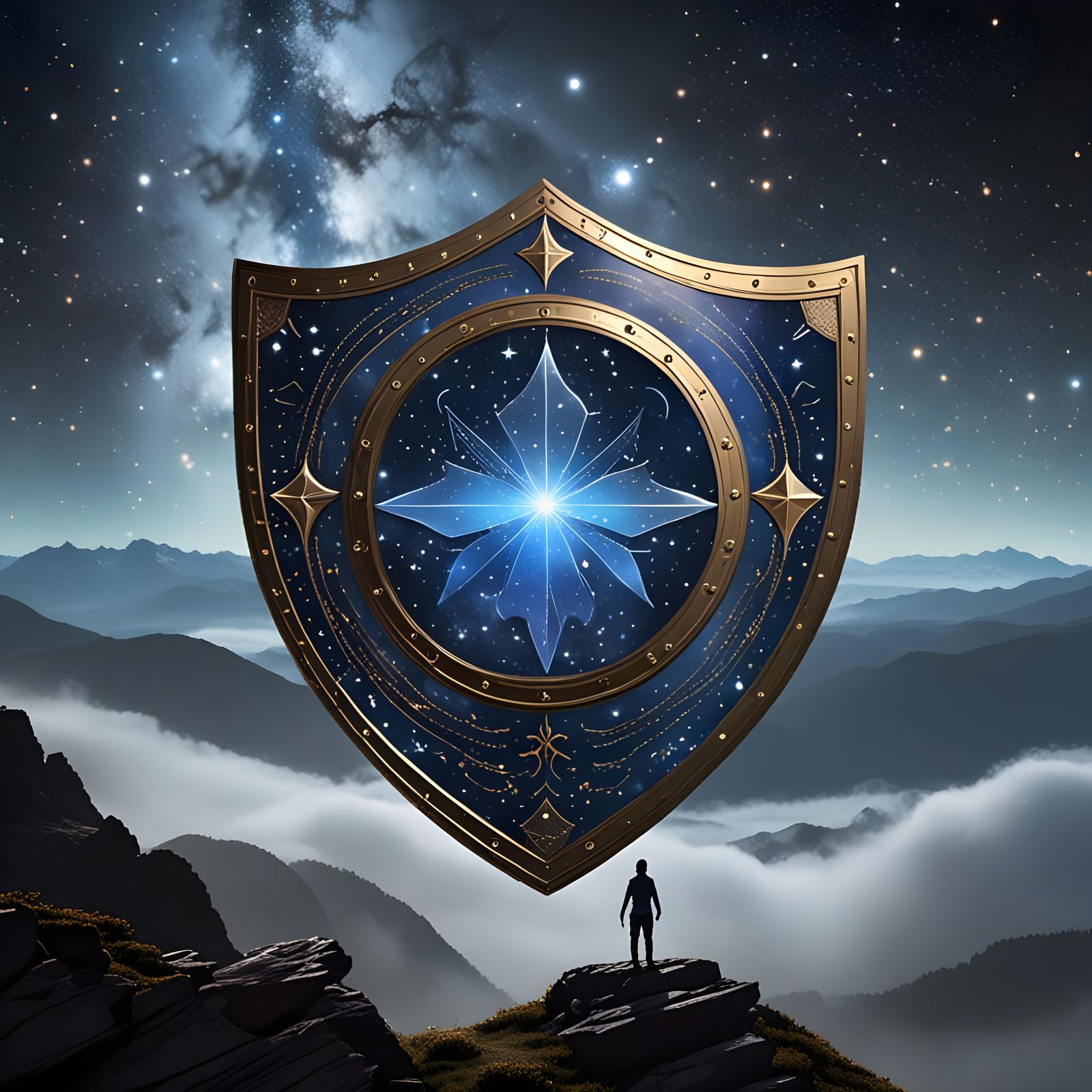 Celestial Shield of Starlight in Cosmic Beauty