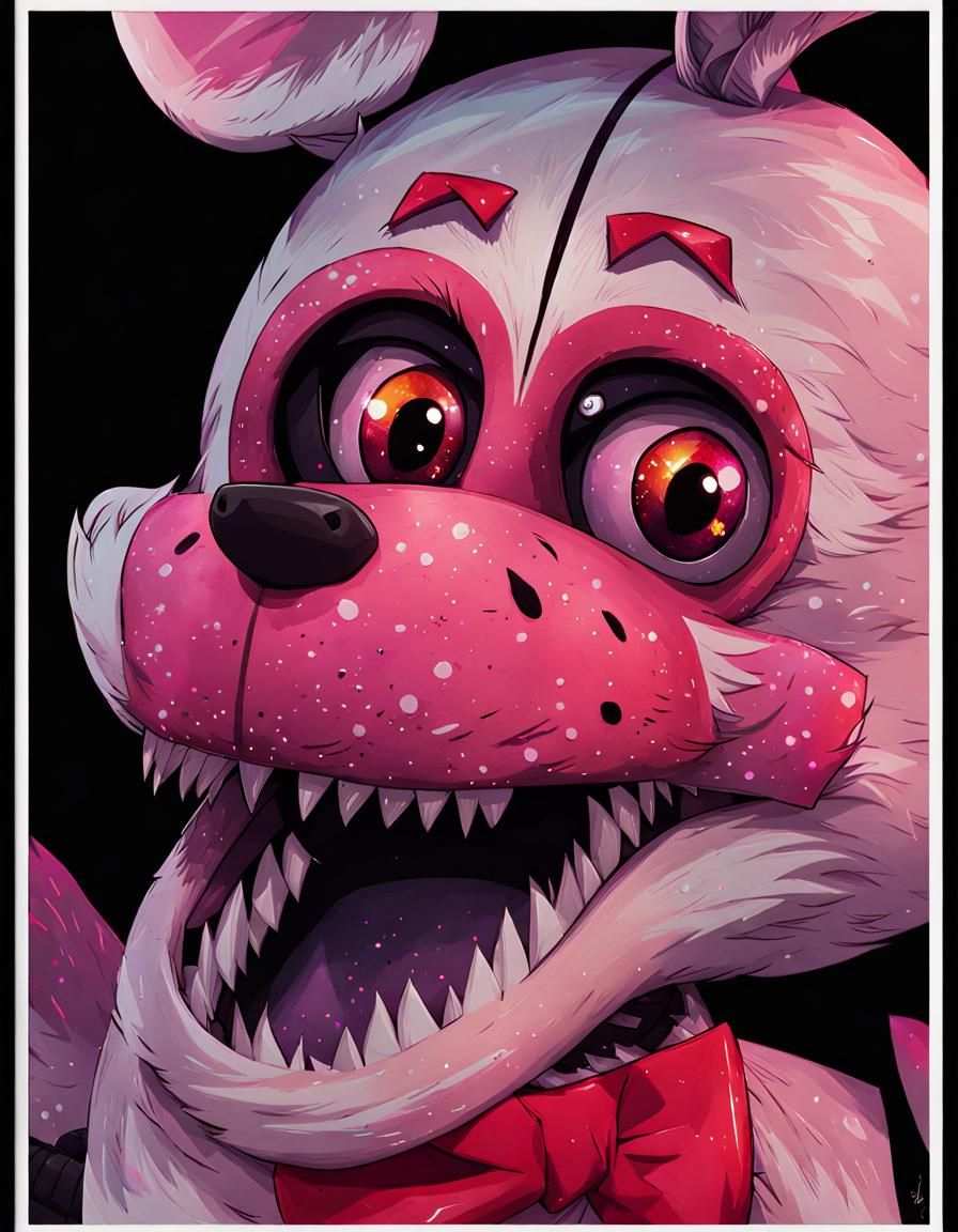 Funtime Foxy Portrait with Flag in Watercolor