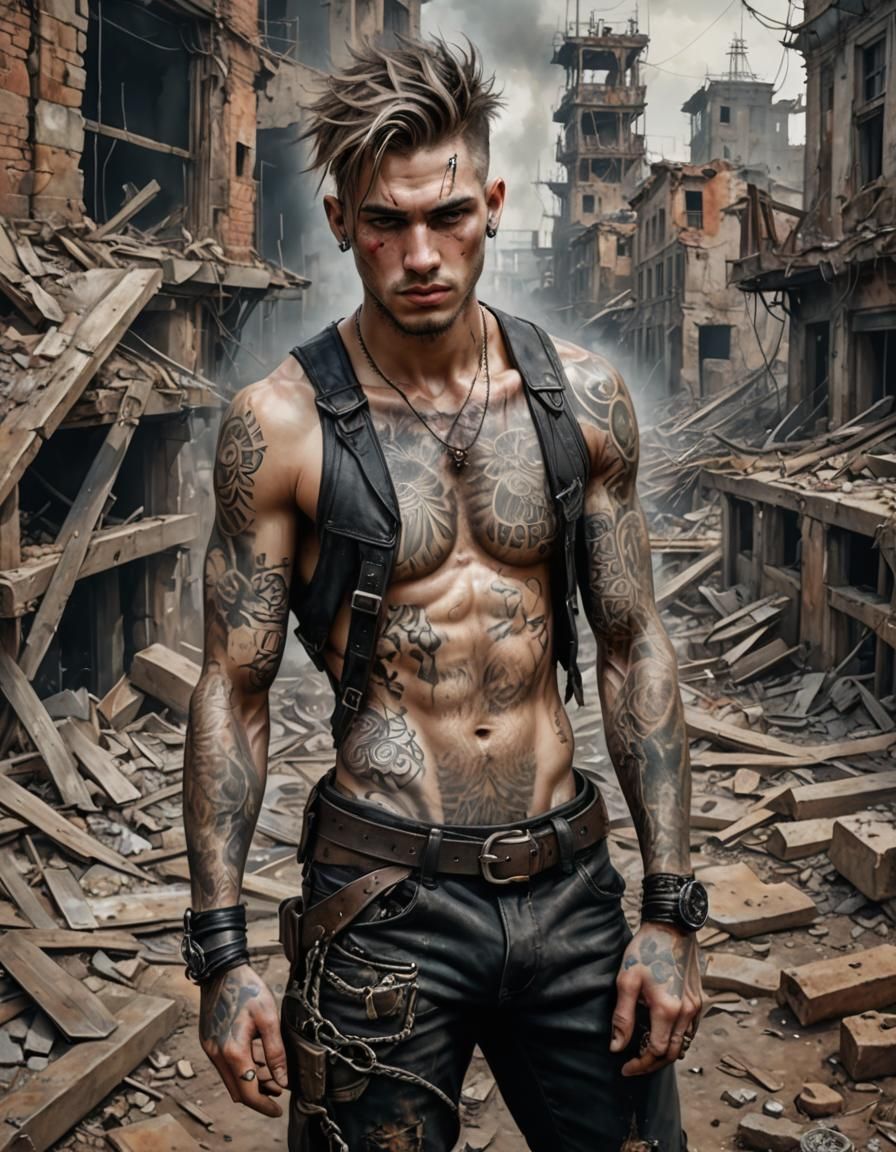 Post-Apocalyptic Androgyne in Airbrush Style