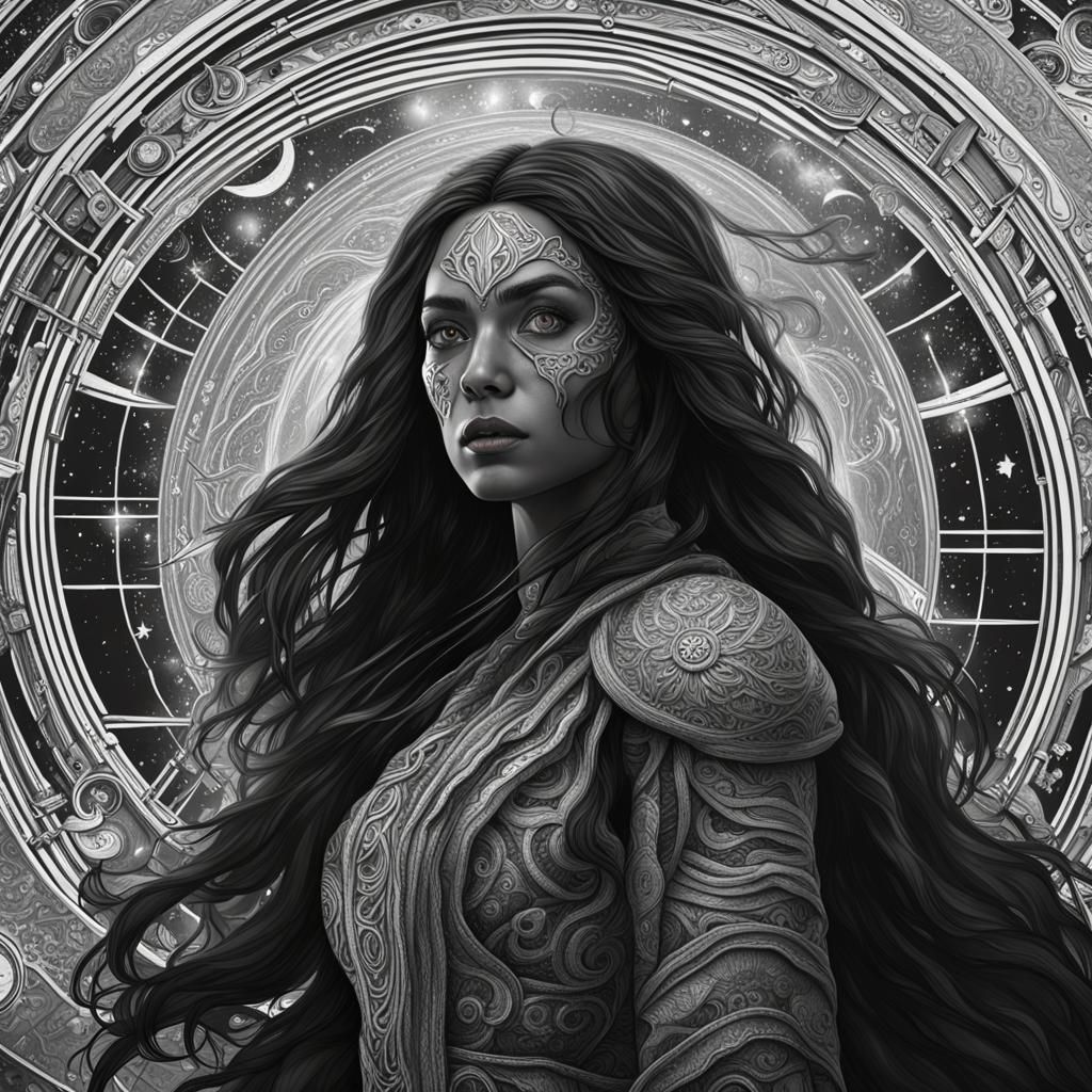 Surreal Zodiac Woman with Third Eye