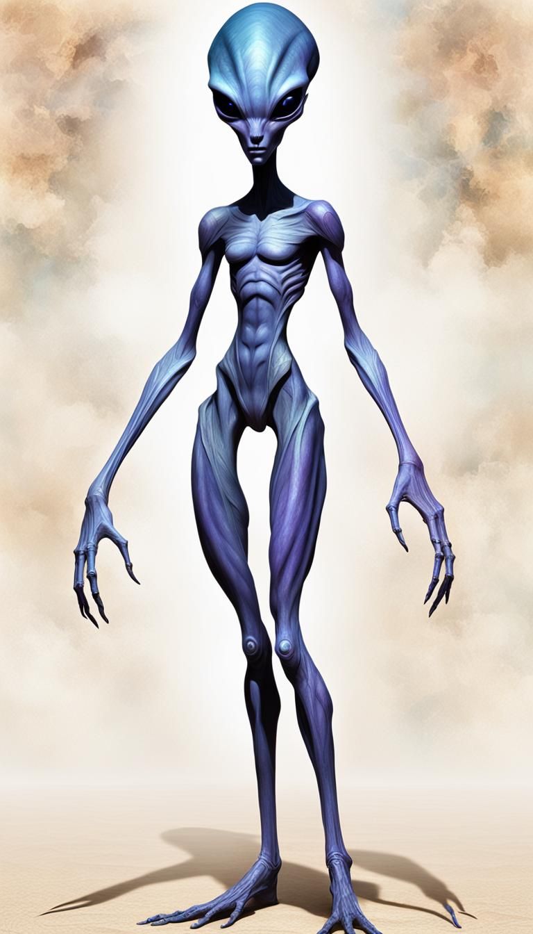 Arcturian Alien with Blue Skin and Violet Eyes