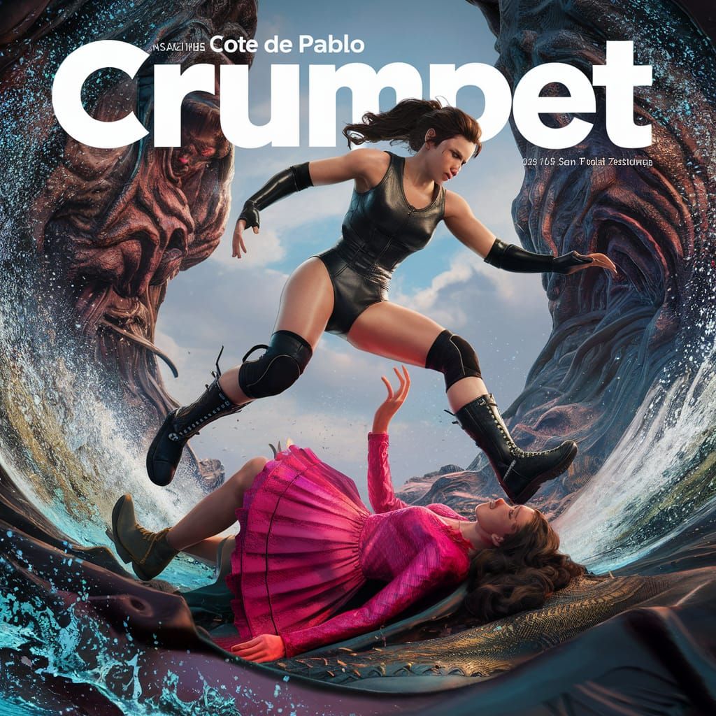 Magazine Cover: Fierce Wrestler in Fantasy Landscape