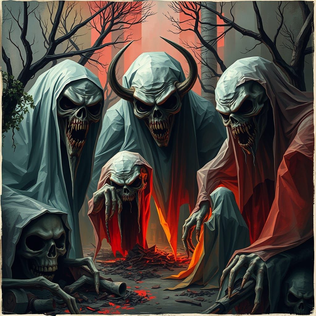 Cubist Ghosts Converge in a Haunted Playground