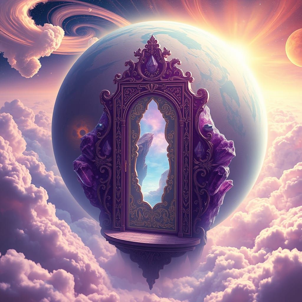 Amethyst Doorway Amidst Gas Giant Clouds