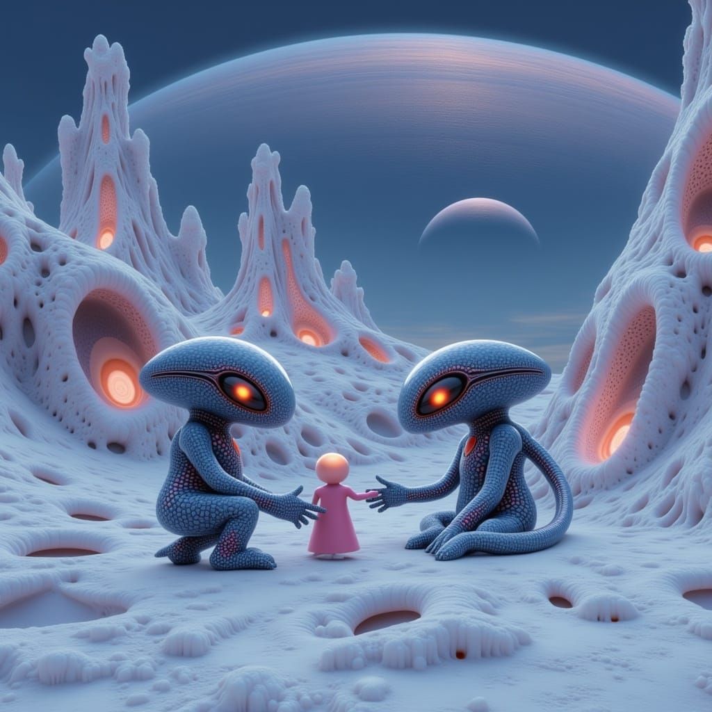 Surreal Robots Interact with Alien Life on a Distant, Icy Pl...
