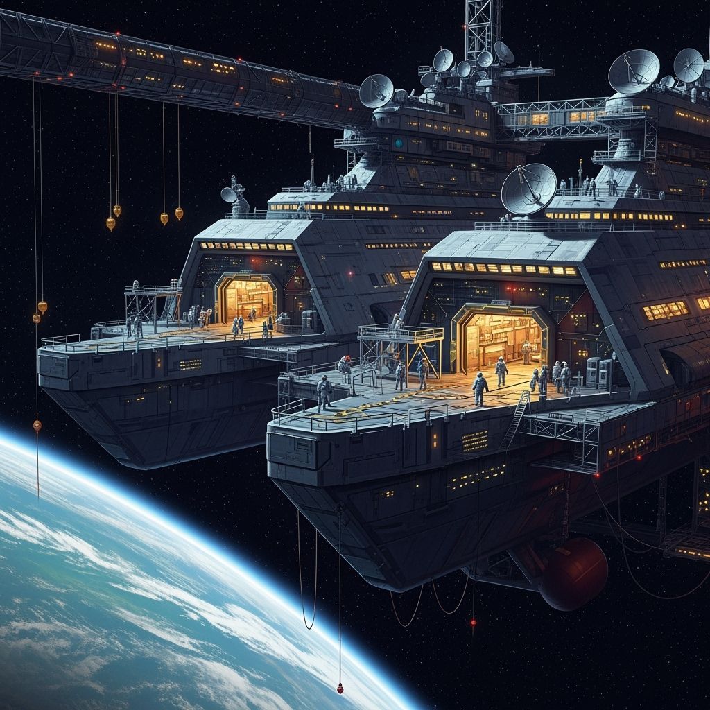 Intergalactic Shipyard in Hyperrealistic Digital Painting St...
