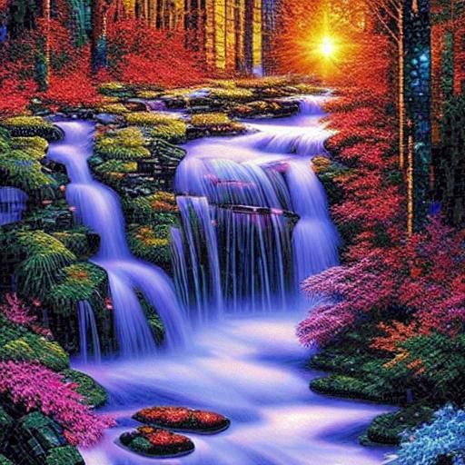 Sparkly Gemstone Mosaic Waterfall Wall Art