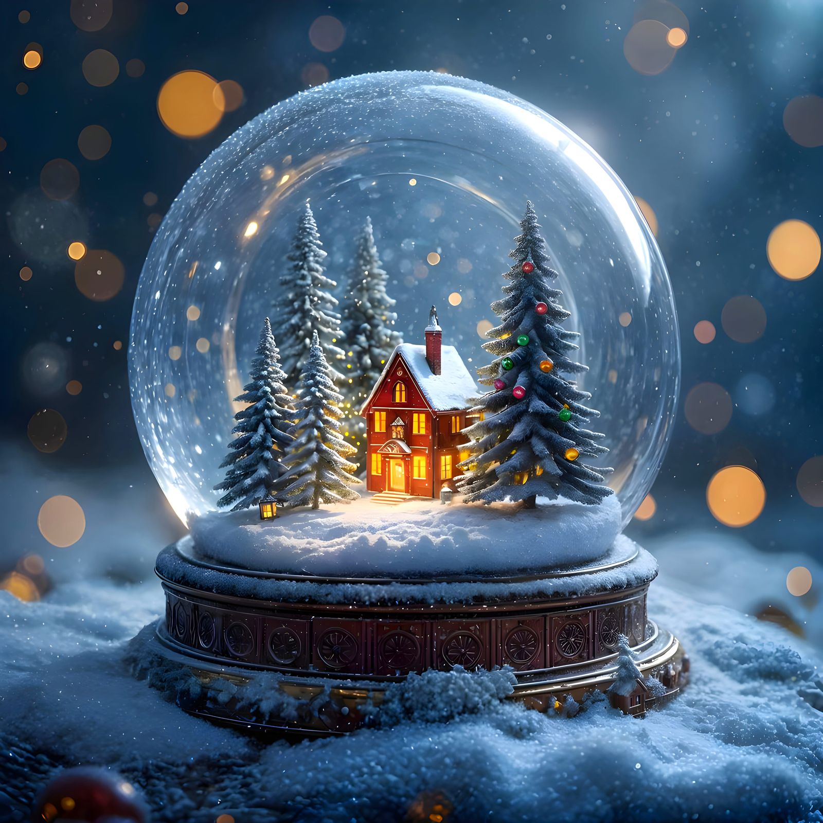 Christmas City in Snow Globe: Magical Digital Art