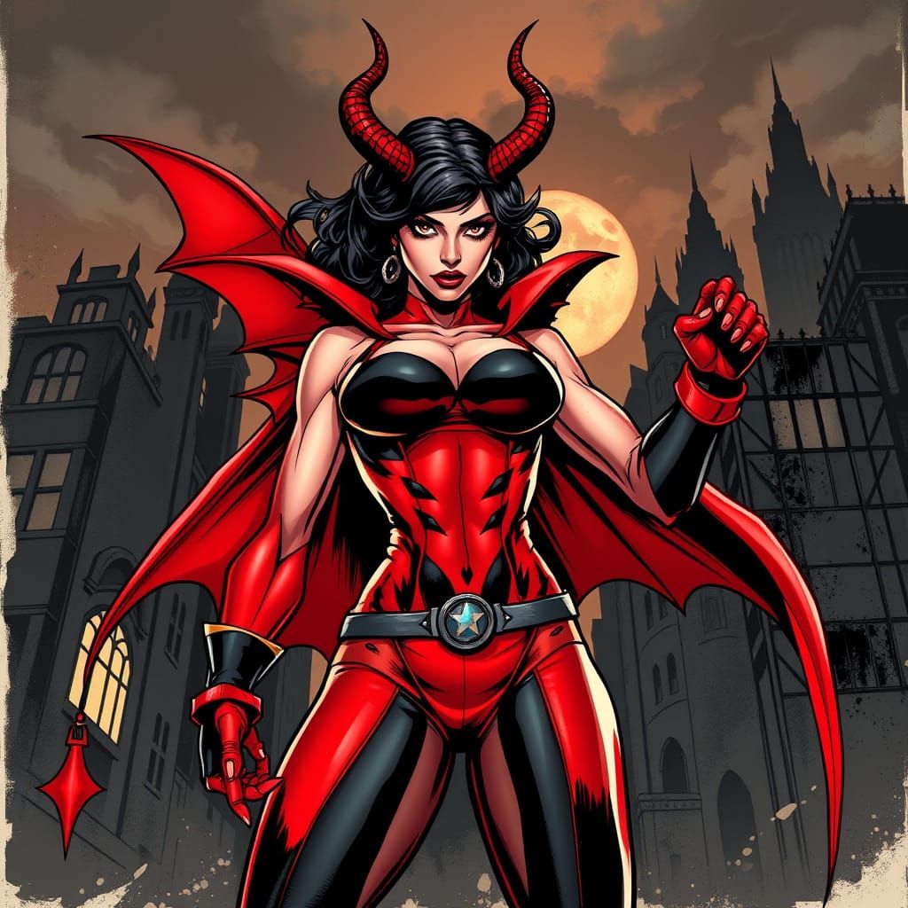 Dark Fantasy Heroine in Comic Book Style