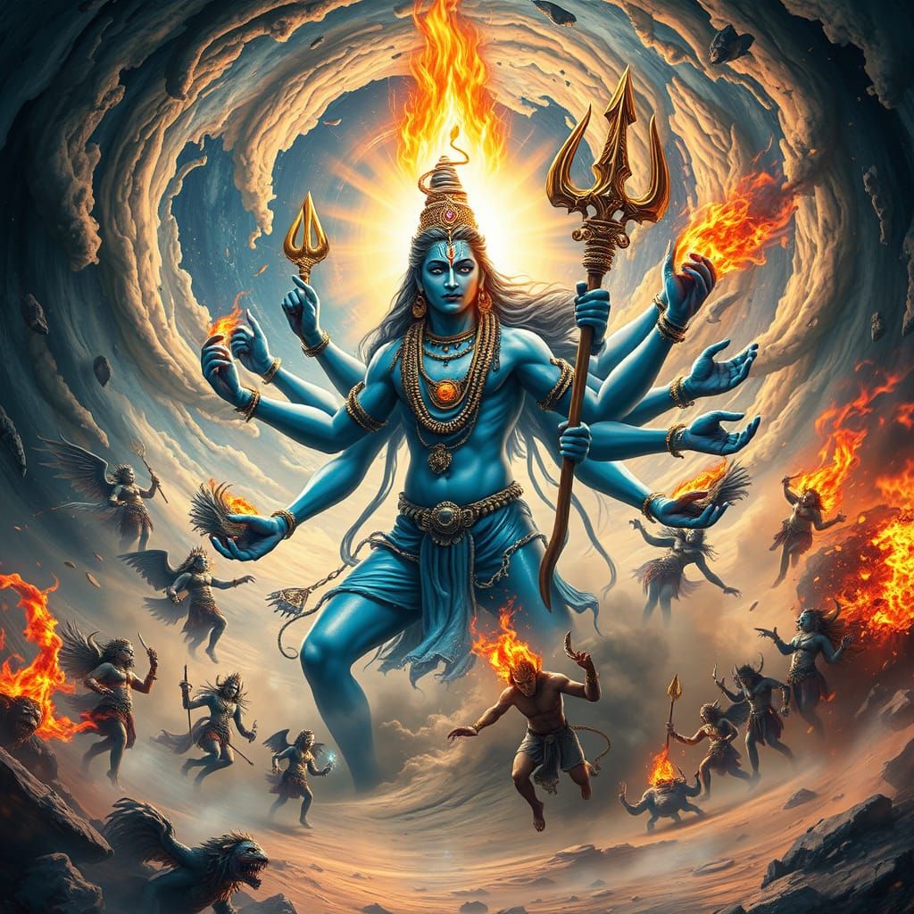 Cosmic God King Embodies Divine Essence in Swirling Vortex o...