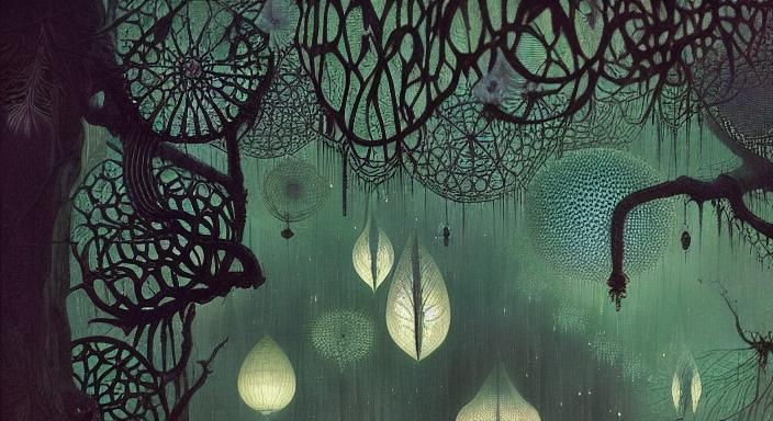 Angelic Apparition Casting Shadows in a Detailed Garden