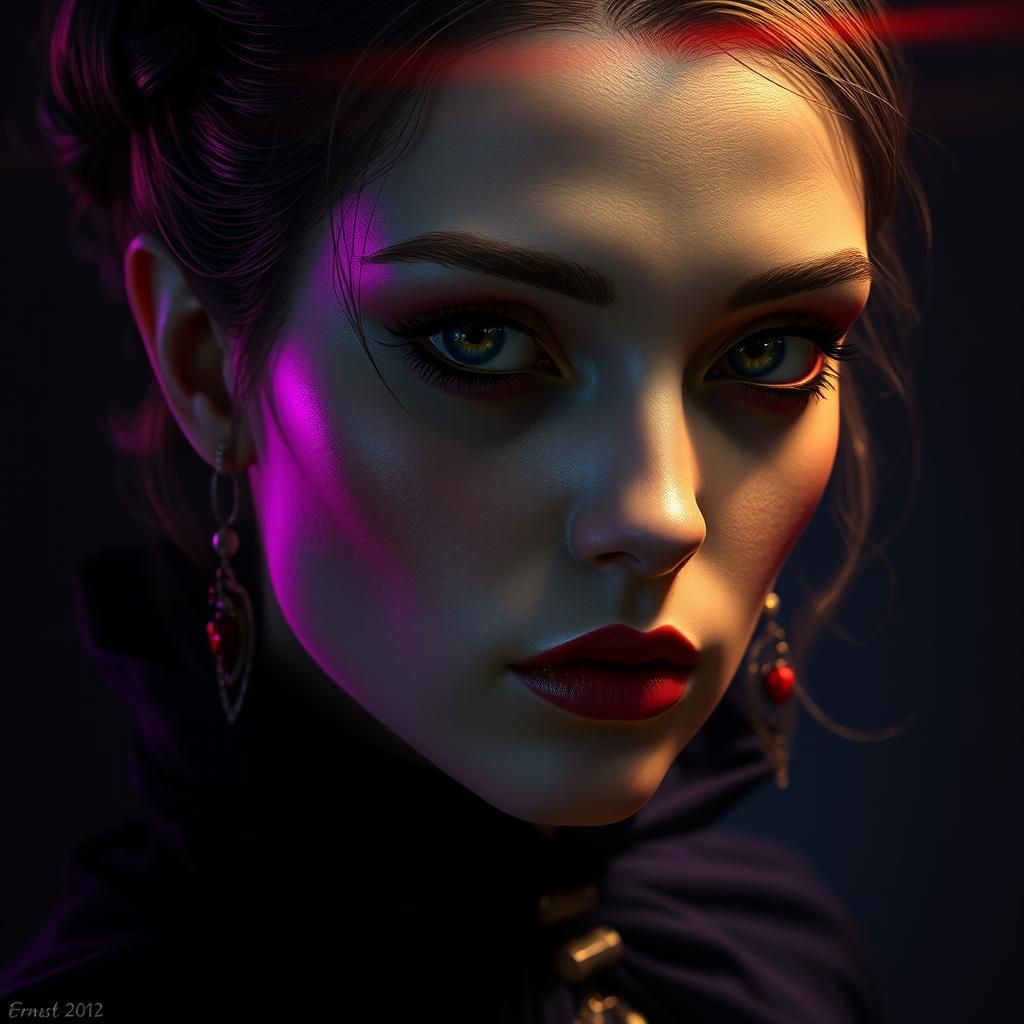 Gothic Woman Portrait in Dark Fantasy Style