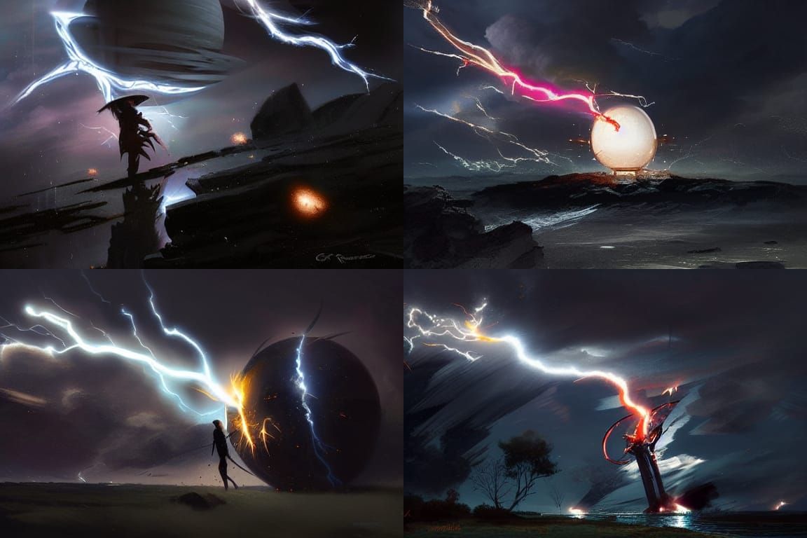 Lightning Strikes Sphere: Wind in Fantasy Art Style