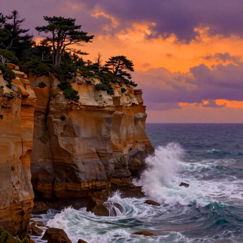 Wild Atlantic Cliffs in Dramatic Evening Light