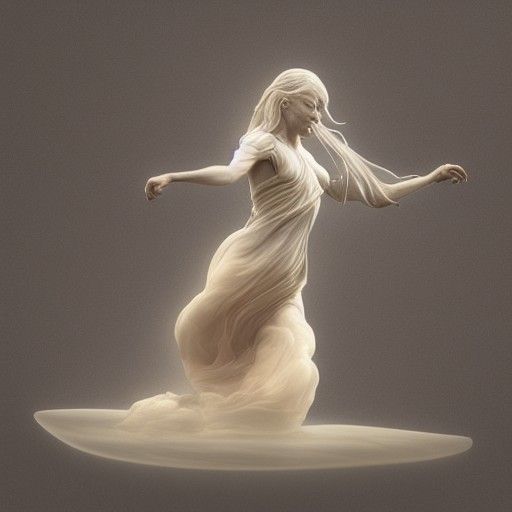 Marble Sculpture of Woman in Art Nouveau Style