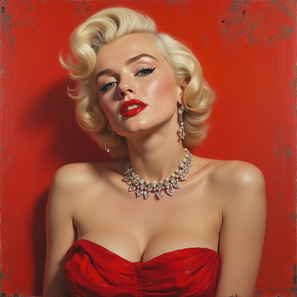 Glamorous Portrait in Basquiat and Klimt Style