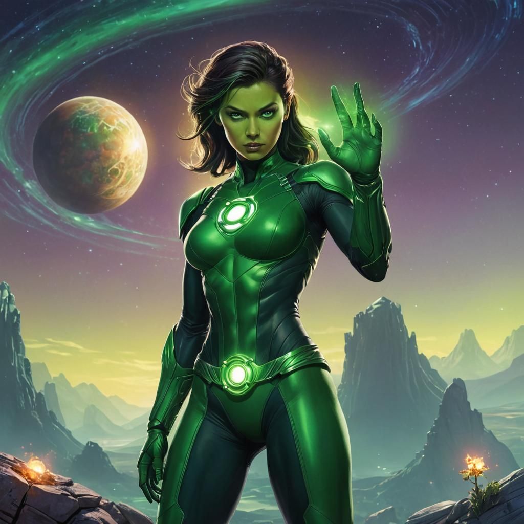 Female Alien Green Lantern on Alien Planet