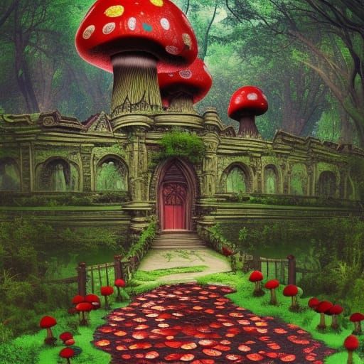 High Gothic Mushroom Portal in Autumn Sunlight