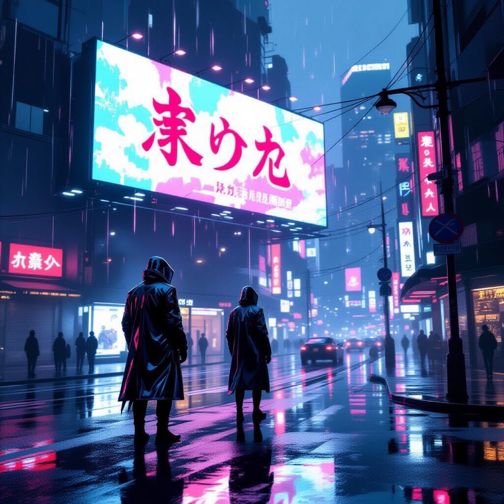 Cyberpunk Cityscape at Twilight in Hyperrealistic Airbrush S...