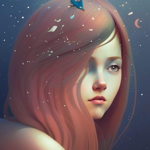 Celestial Goddess of Night in Watercolour