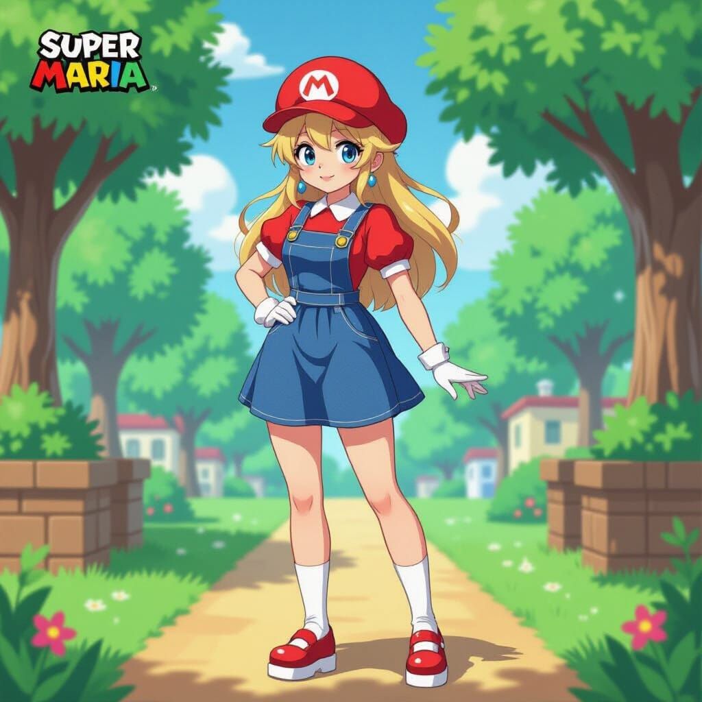 Hyperrealistic Super Maria in Anime Style