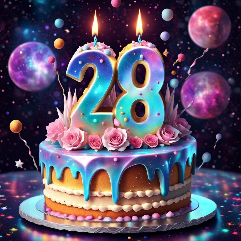 Cosmic Birthday Cake with Number 9