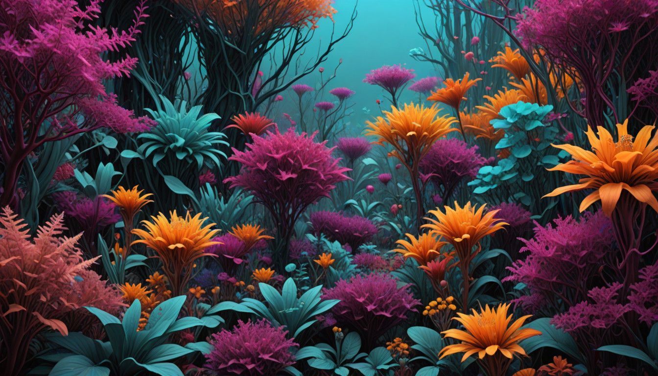 Surreal Exotic Landscapes Inspired by Neural Network Plant F...
