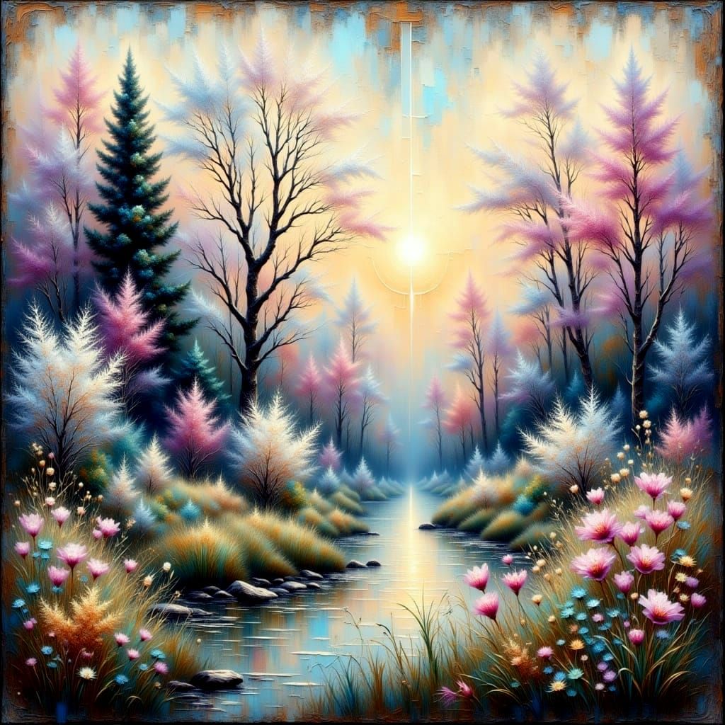 Vibrant Freedom in Grungy Impasto Style