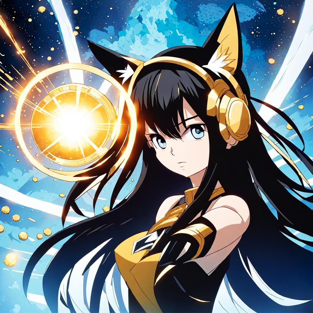 Cosmic Battle: Girl Caught Between Opposing Forces