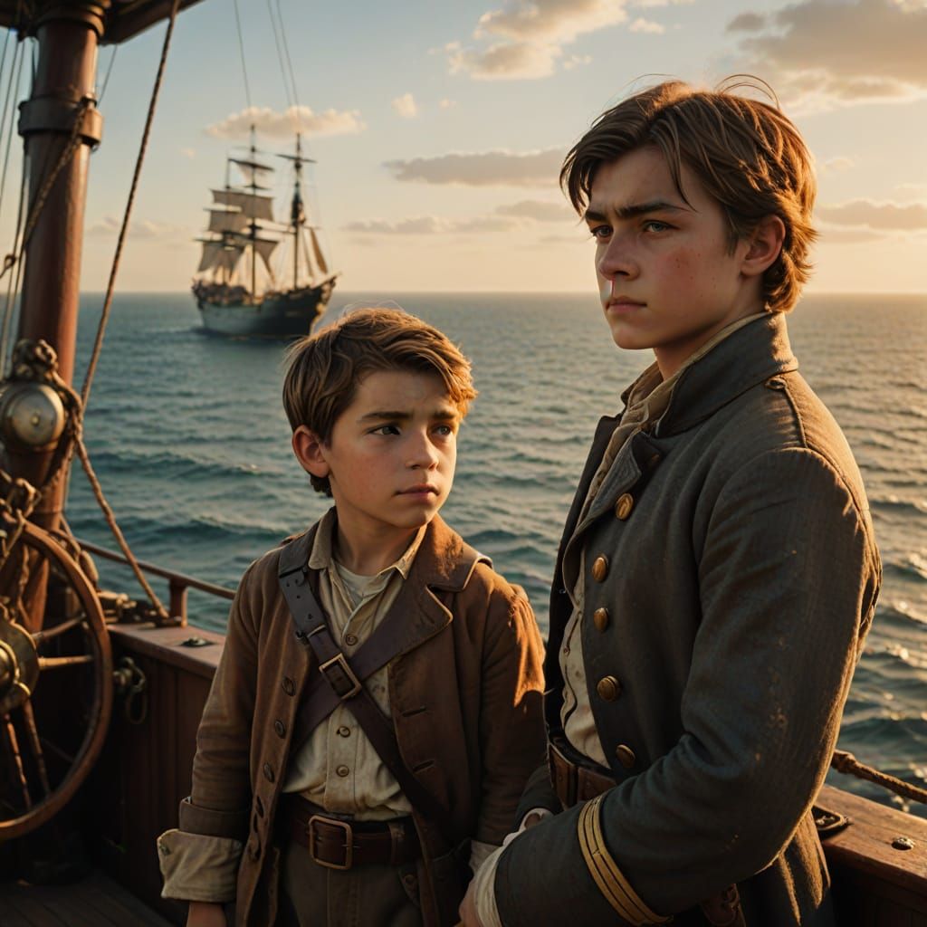 Period Drama Masterpiece: Young Boy on Vintage Ship