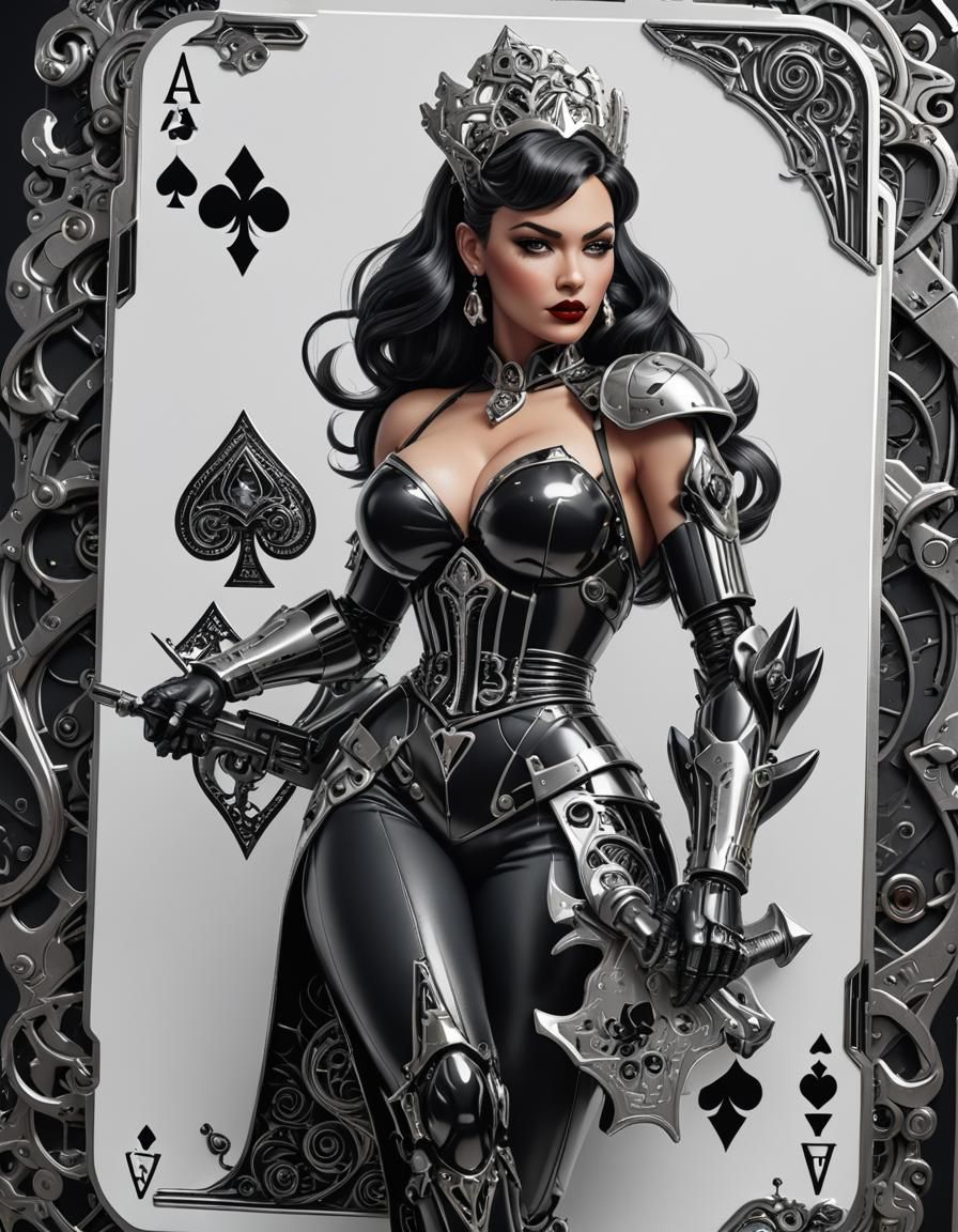 Ace of Spades Pinup in Sci-Fi Style