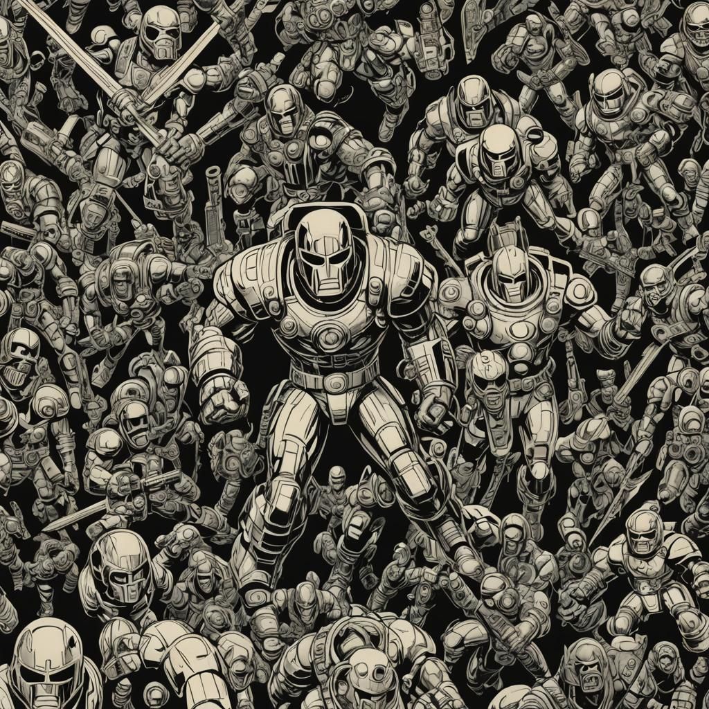 Grimdark Comic Book Art in Kirby Style