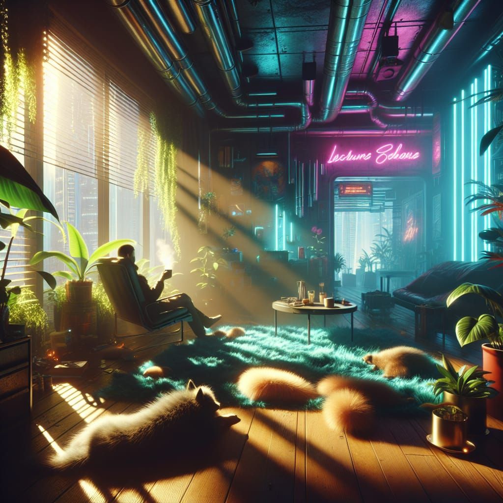 Lazy Sunday Afternoon in Cyberpunk 2099 Style
