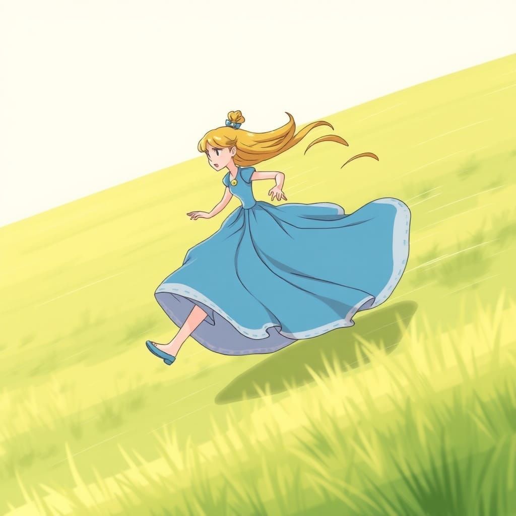 Speeding Cartoon Princess in Anime Style