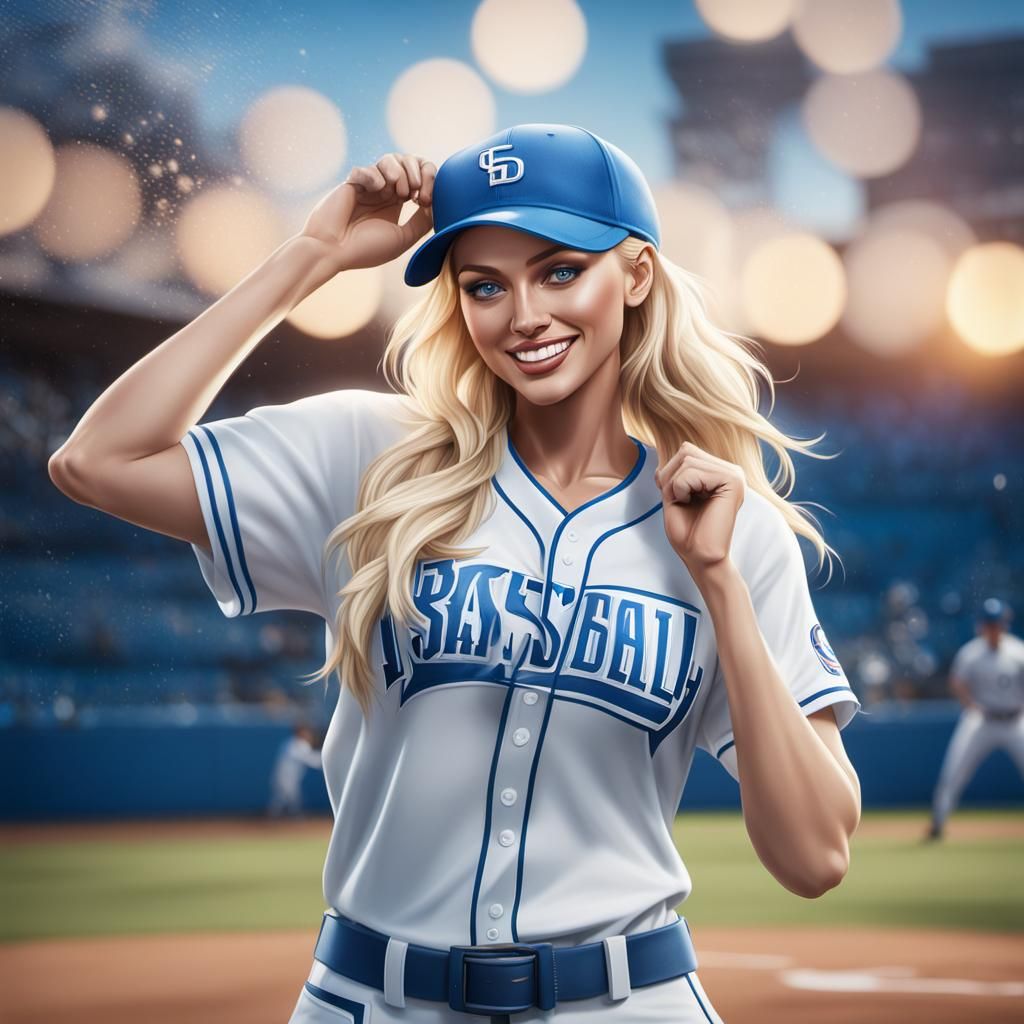 Hyperrealistic Female Baseball Player Portrait