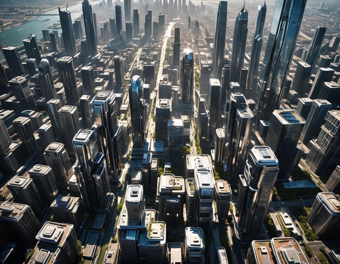 Futuristic Chrome Cityscape in Natural Light