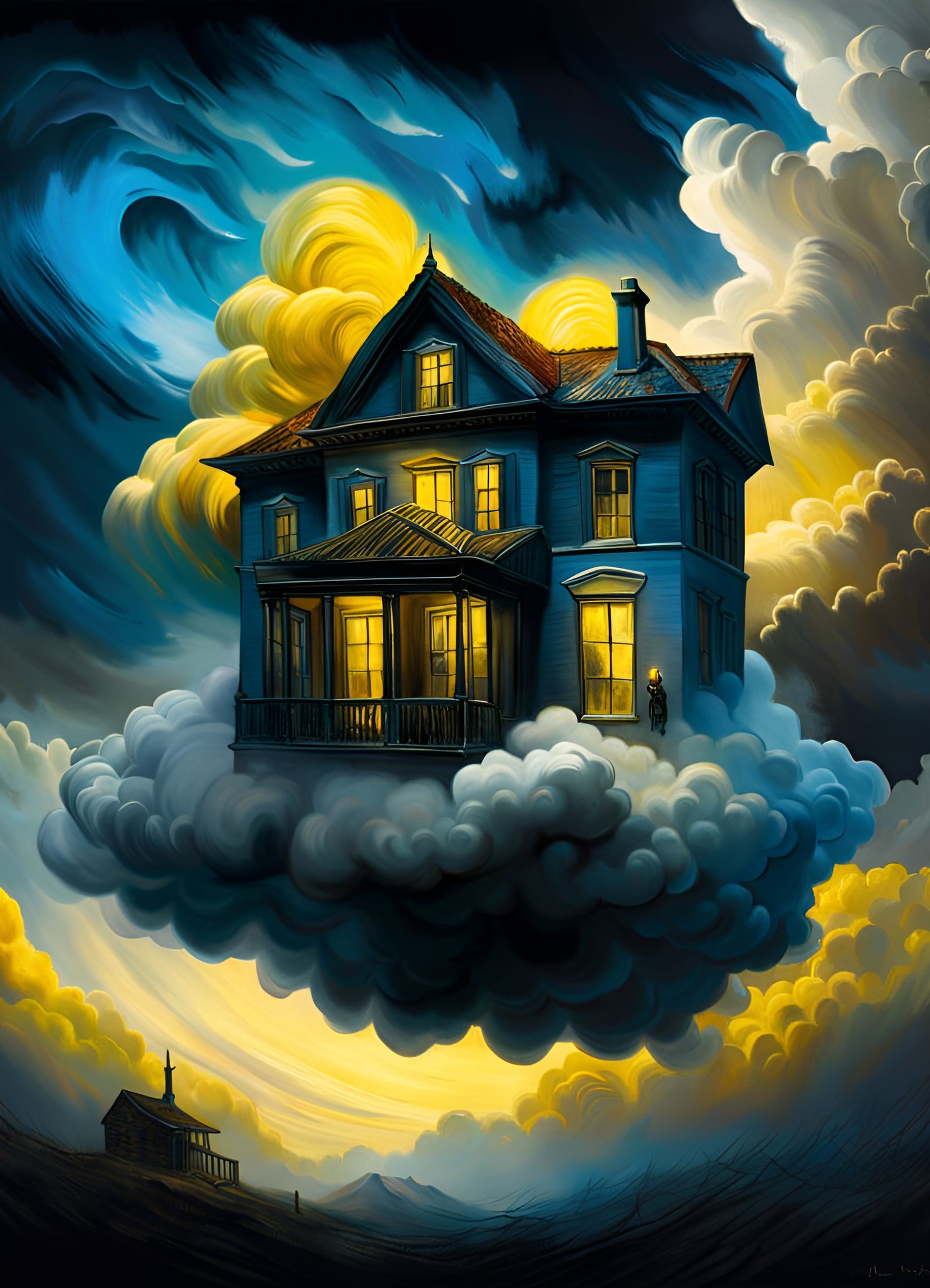 House on Clouds: Impressionist Dreamscape