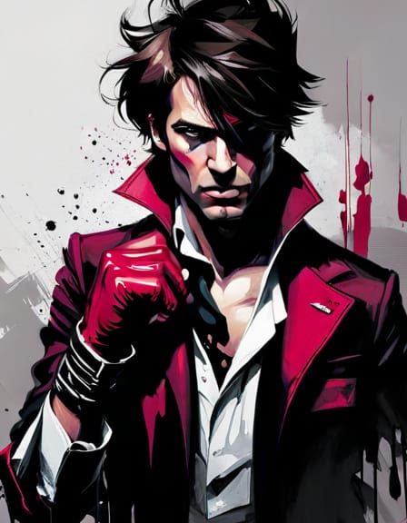 Gambit Portrait with Graffiti Art Style