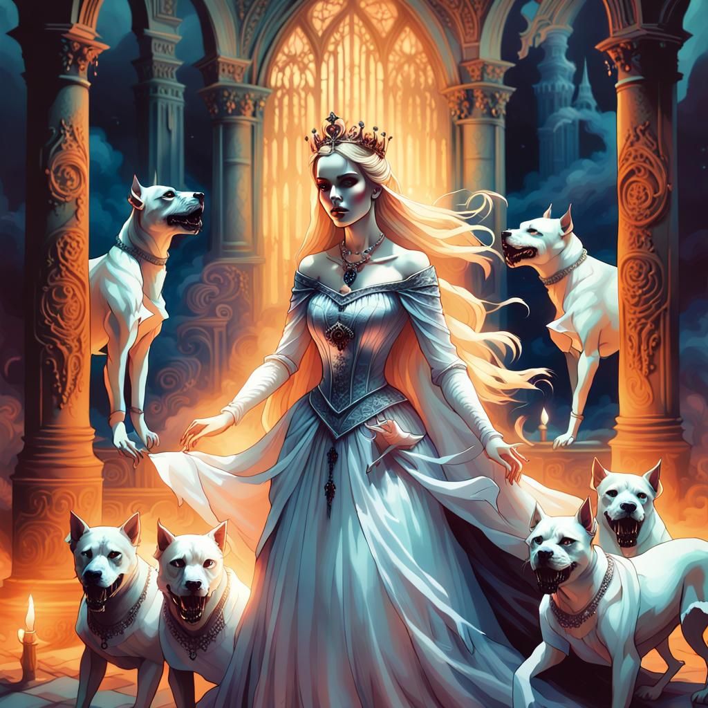 Gothic Horror Portrait of Woman in Ballgown