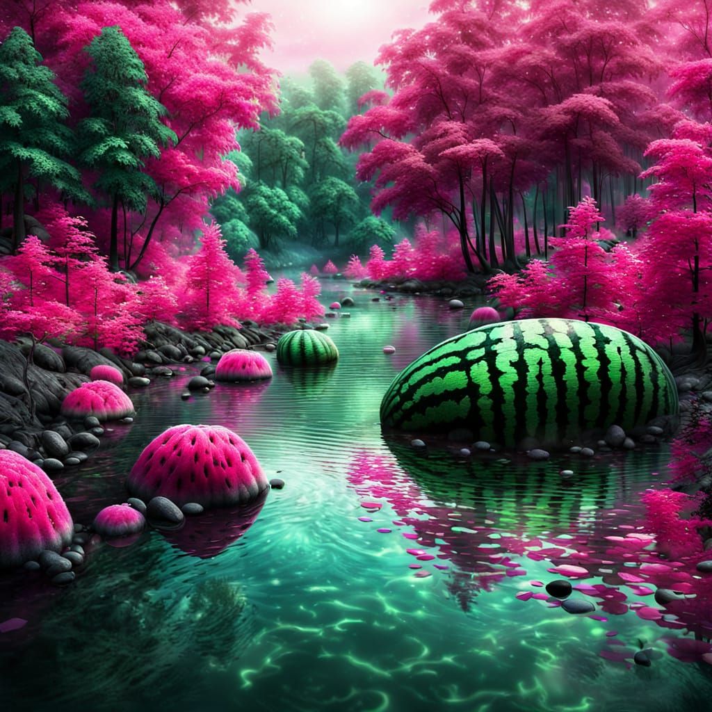 Vibrant Pink Fantasy Forest Scene