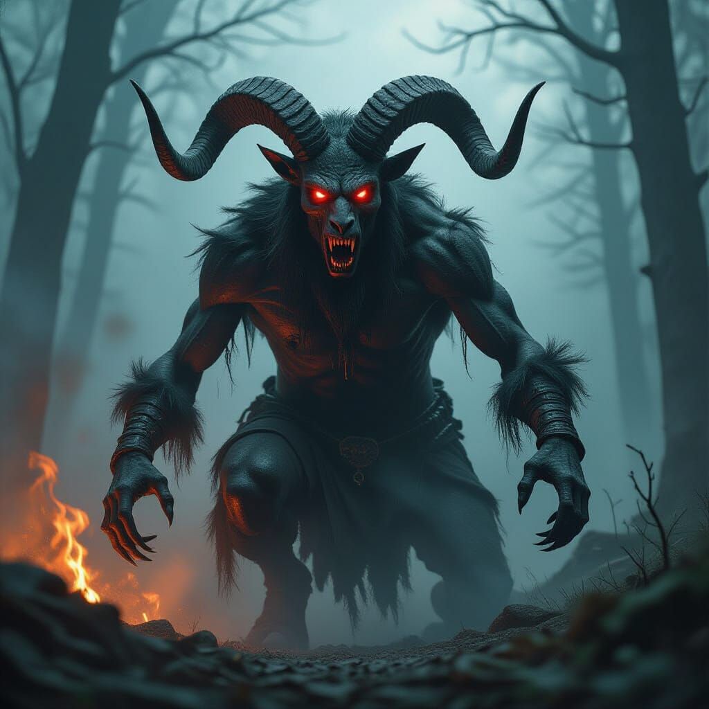 Terrifying Bies Demon in Dark Slavic Forest