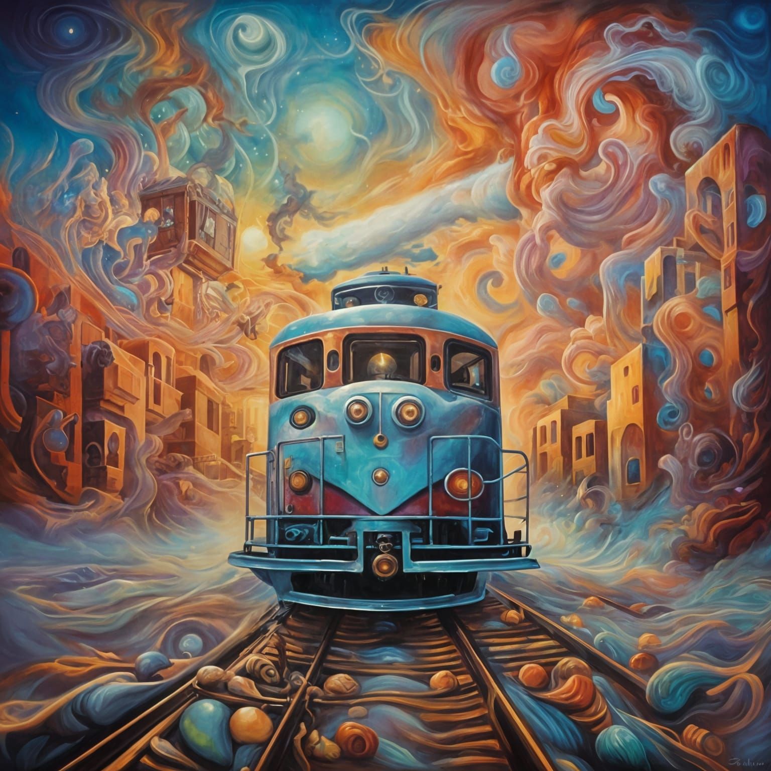 Ethereal Electric Train-Patrol Amidst Punk Nebulae