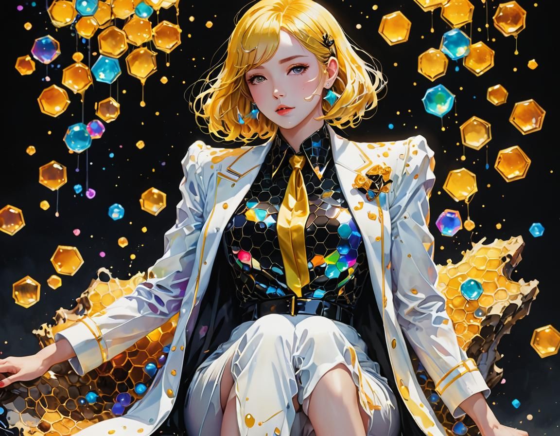 Beach Seascape with Iridescent Effects in Anime Style